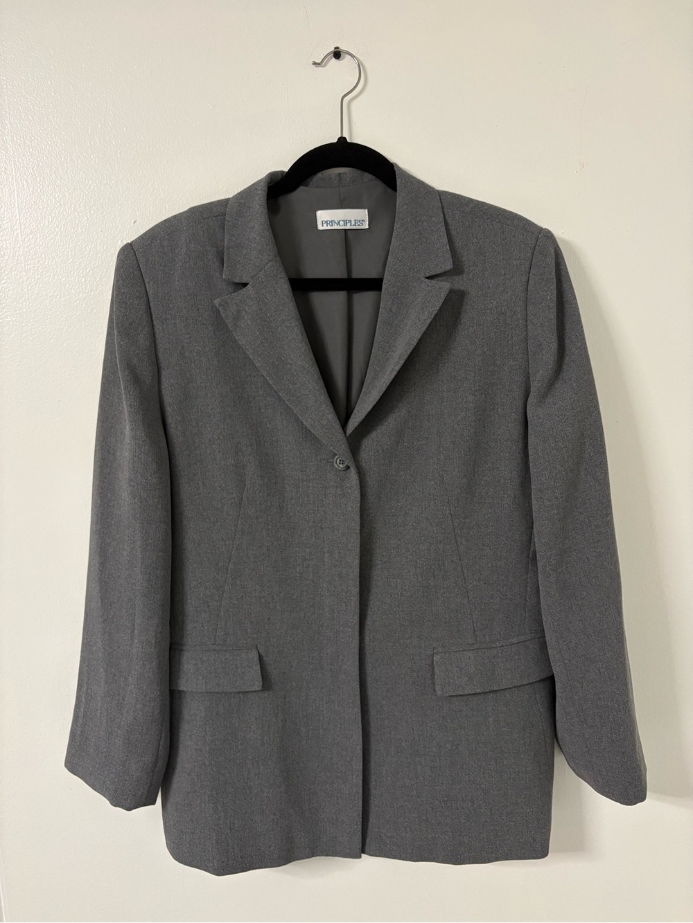 Vintage Women's Grey Tailored Blazer Jacket